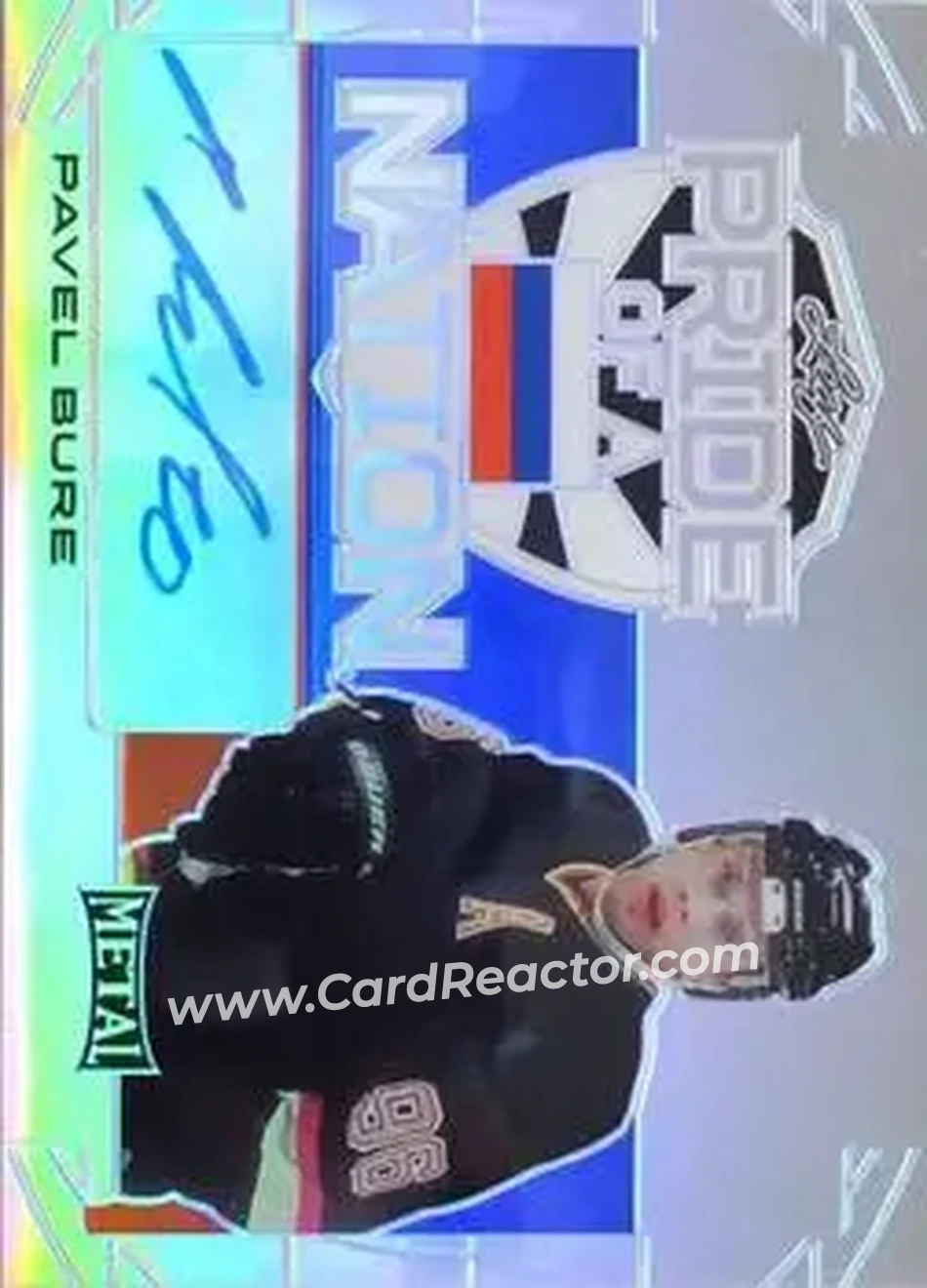 2015-16 Leaf Metal - Pride of a Nation Silver #PN-PB1 - Pavel Bure - Vancouver Canucks - Front 2015-16 Leaf Metal - Pride of a Nation Silver #PN-PB1 - Pavel Bure - Vancouver Canucks - Front
