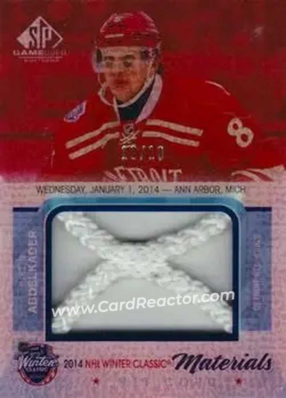 2015-16 SP Game Used - 2014 Winter Classic Net Cord Red Light #WCNC-JA - Justin Abdelkader - Detroit Red Wings - Front
