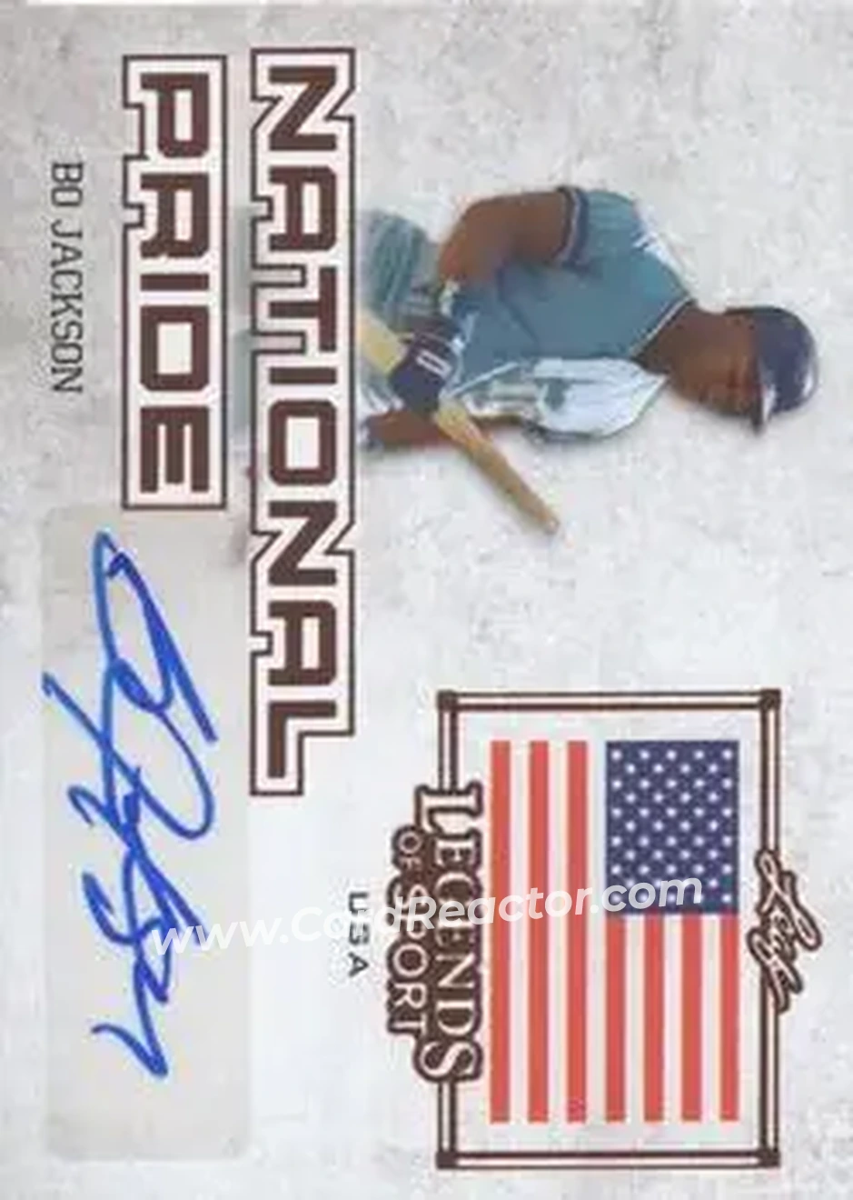 2015 Leaf Legends of Sport - National Pride Autographs - Bronze Foil #NP-BJ2 - Bo Jackson - Kansas City Royals - Front 2015 Leaf Legends of Sport - National Pride Autographs - Bronze Foil #NP-BJ2 - Bo Jackson - Kansas City Royals - Front
