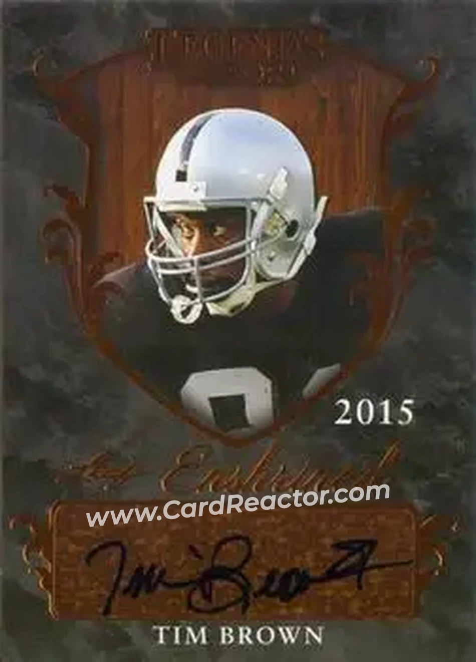 2015 Leaf Legends of Sport - Enshrined Autographs Bronze Foil #EA-TB3 - Tim Brown - Los Angeles Raiders - Front 2015 Leaf Legends of Sport - Enshrined Autographs Bronze Foil #EA-TB3 - Tim Brown - Los Angeles Raiders - Front