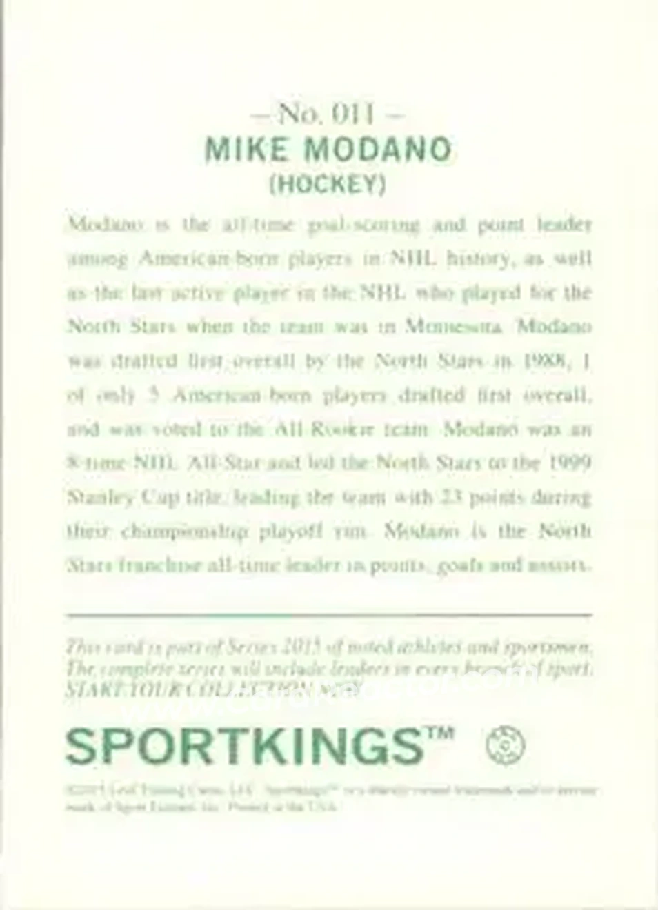 2015 Leaf Sportkings #011 - Mike Modano - Back