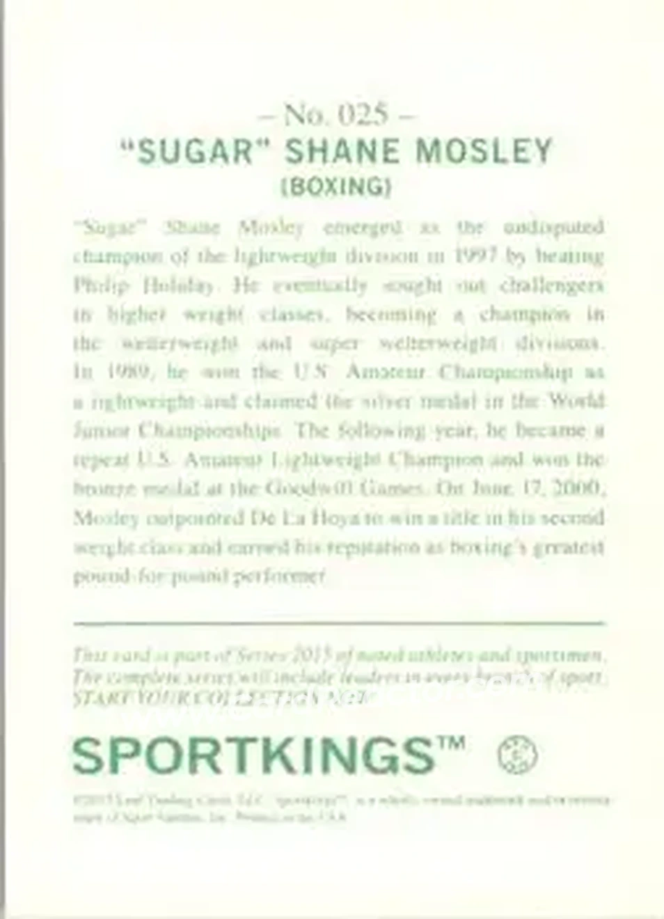 2015 Leaf Sportkings #025 - Shane Mosley - Back