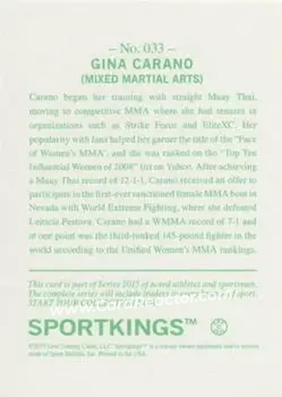 2015 Leaf Sportkings #033 - Gina Carano - Back
