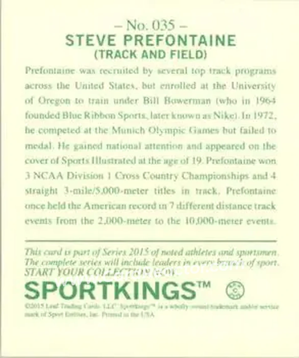 2015 Leaf Sportkings #035 - Steve Prefontaine - Back