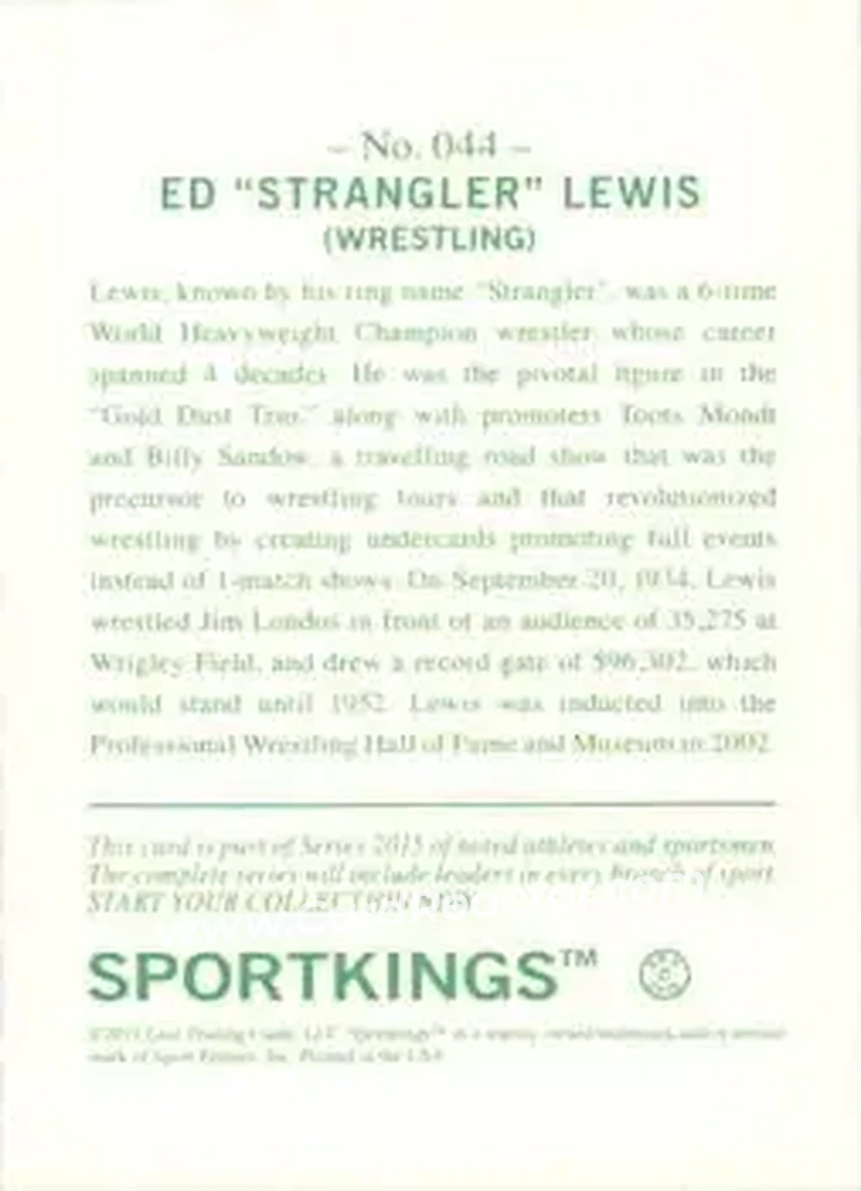 2015 Leaf Sportkings #044 - Ed Lewis - Back 2015 Leaf Sportkings #044 - Ed Lewis - Back