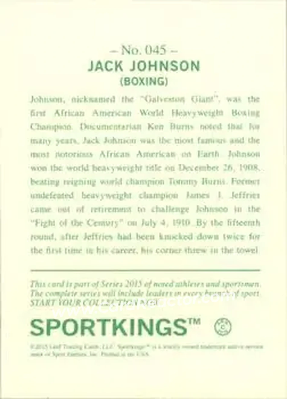 2015 Leaf Sportkings #045 - Jack Johnson - Back