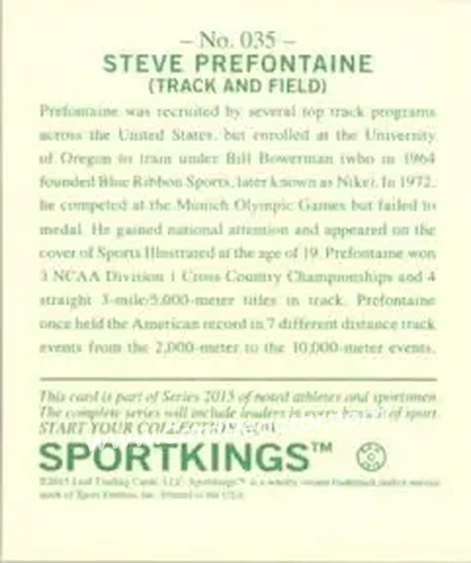 2015 Leaf Sportkings - Mini #035 - Steve Prefontaine - Back