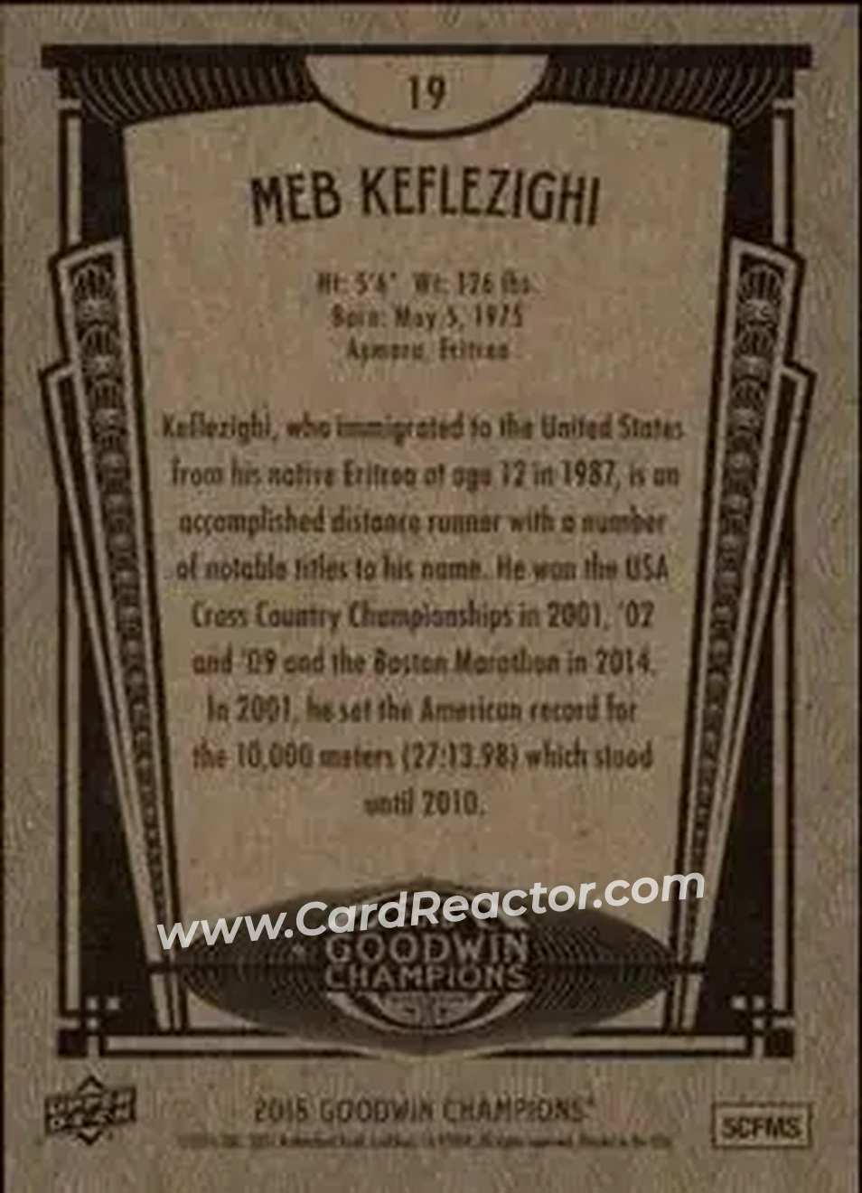 2015 Upper Deck Goodwin Champions #19 - Meb Keflezighi - Back