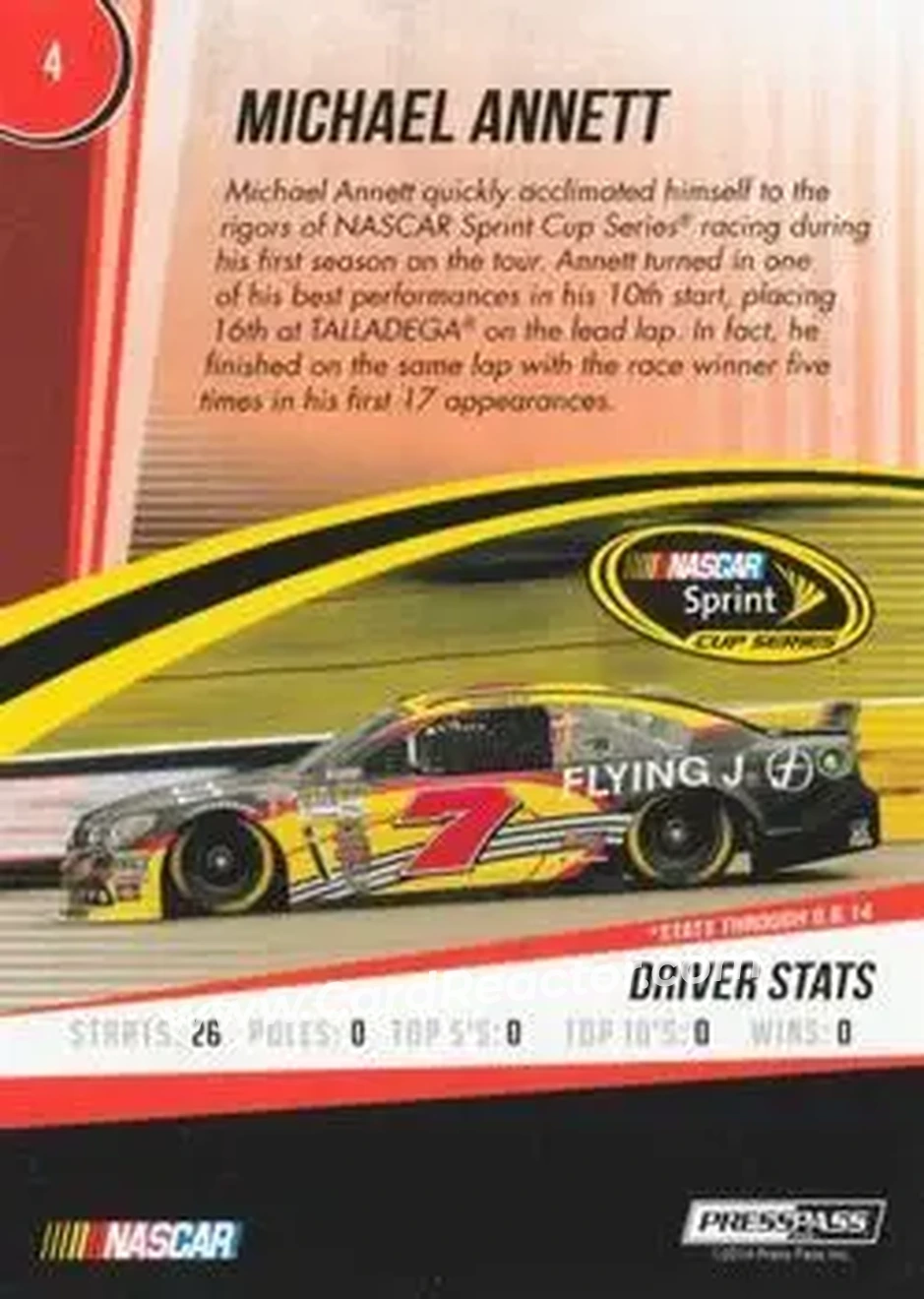 2015 Press Pass Cup Chase #4 - Michael Annett - Tommy Baldwin Racing - Back