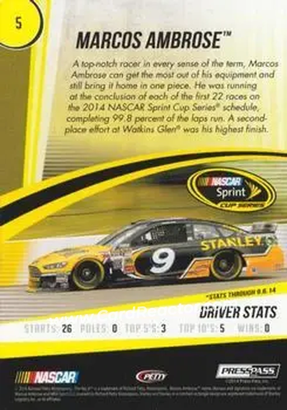 2015 Press Pass Cup Chase #5 - Marcos Ambrose - Richard Petty Motorsports - Back