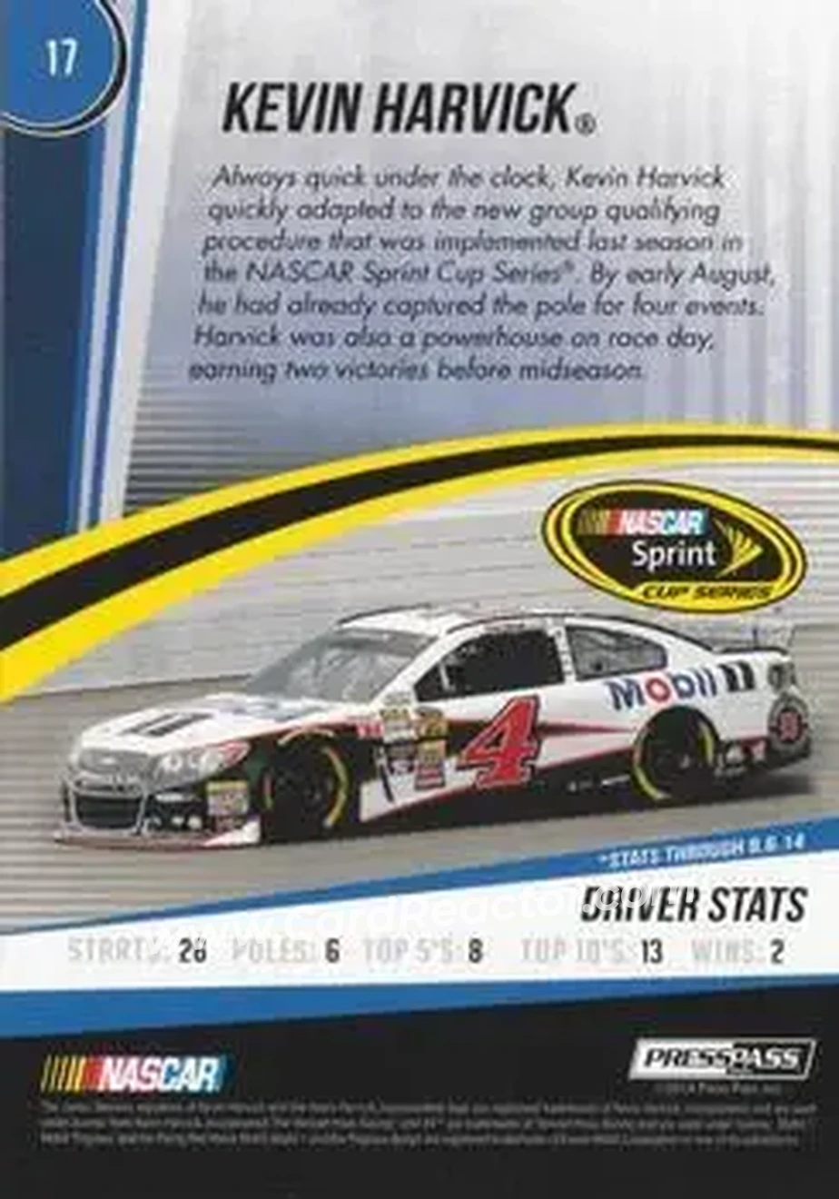 2015 Press Pass Cup Chase #17 - Kevin Harvick - Stewart-Haas Racing - Back