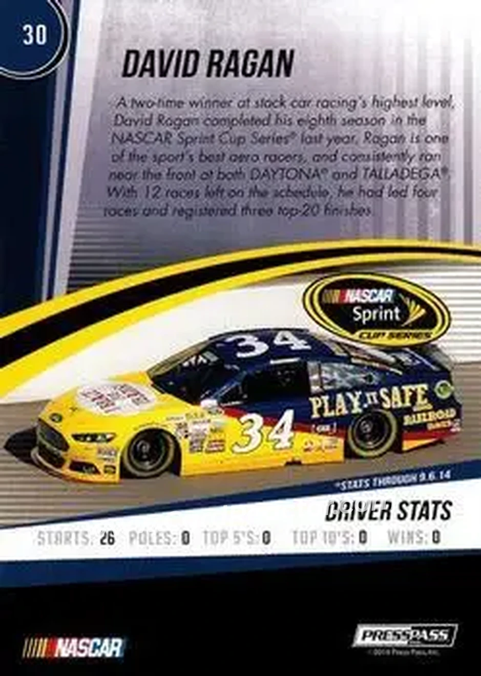 2015 Press Pass Cup Chase #30 - David Ragan - Front Row Motorsports - Back