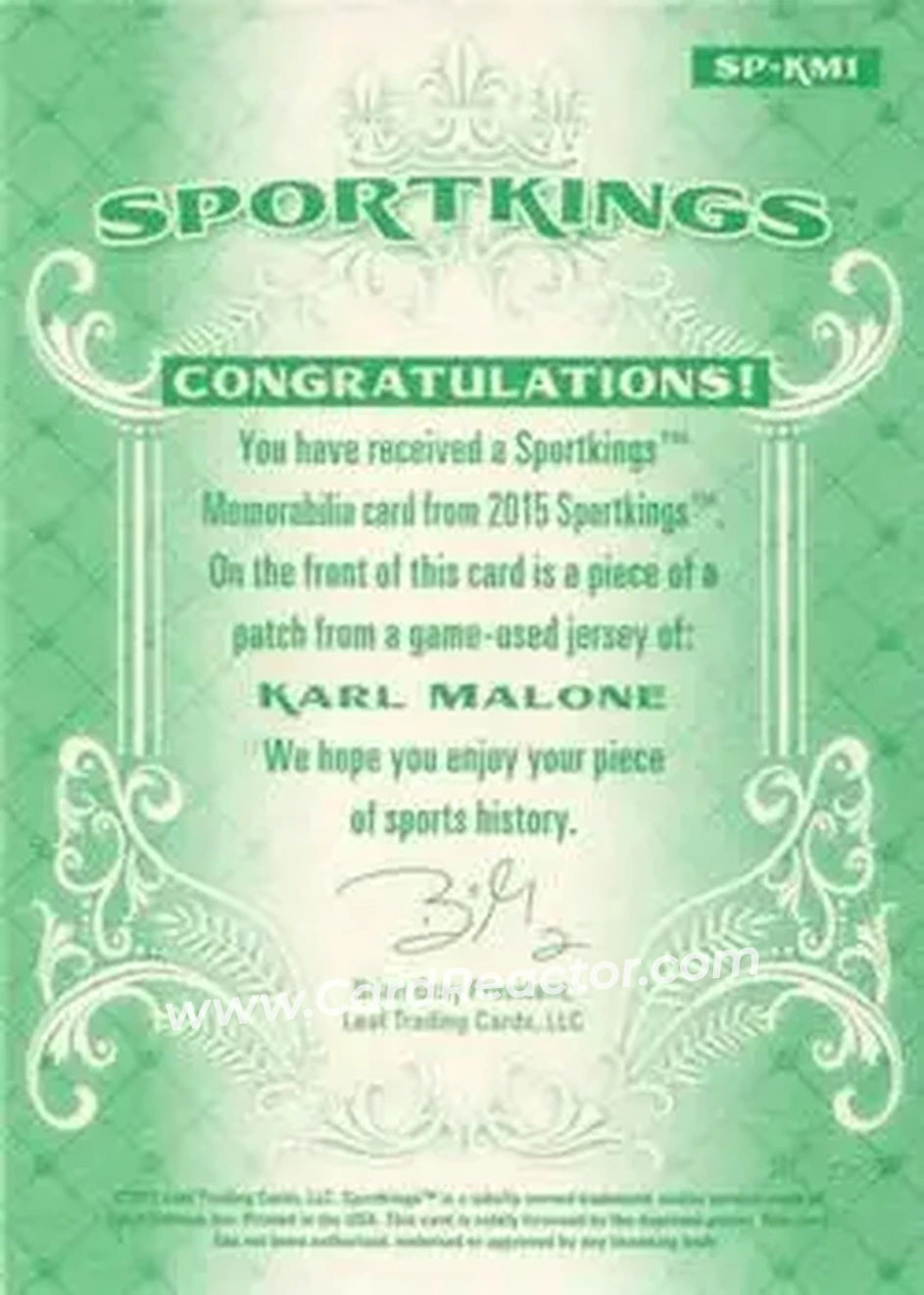 2015 Leaf Sportkings - Sportkings Memorabilia Patch #SP-KM1 - Karl Malone - Utah Jazz - Back 2015 Leaf Sportkings - Sportkings Memorabilia Patch #SP-KM1 - Karl Malone - Utah Jazz - Back