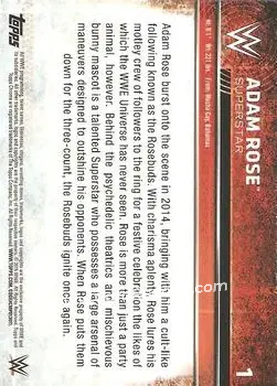 2015 Topps Chrome WWE #1 - Adam Rose - Back
