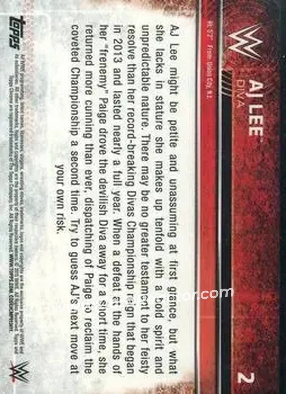 2015 Topps Chrome WWE #2 - AJ Lee - Back