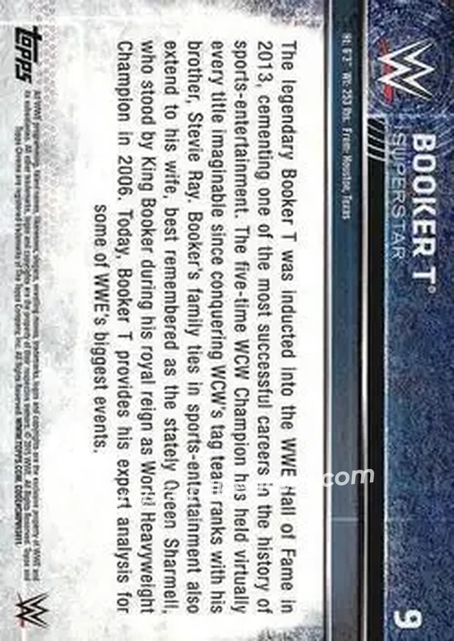 2015 Topps Chrome WWE #9 - Booker T - Back