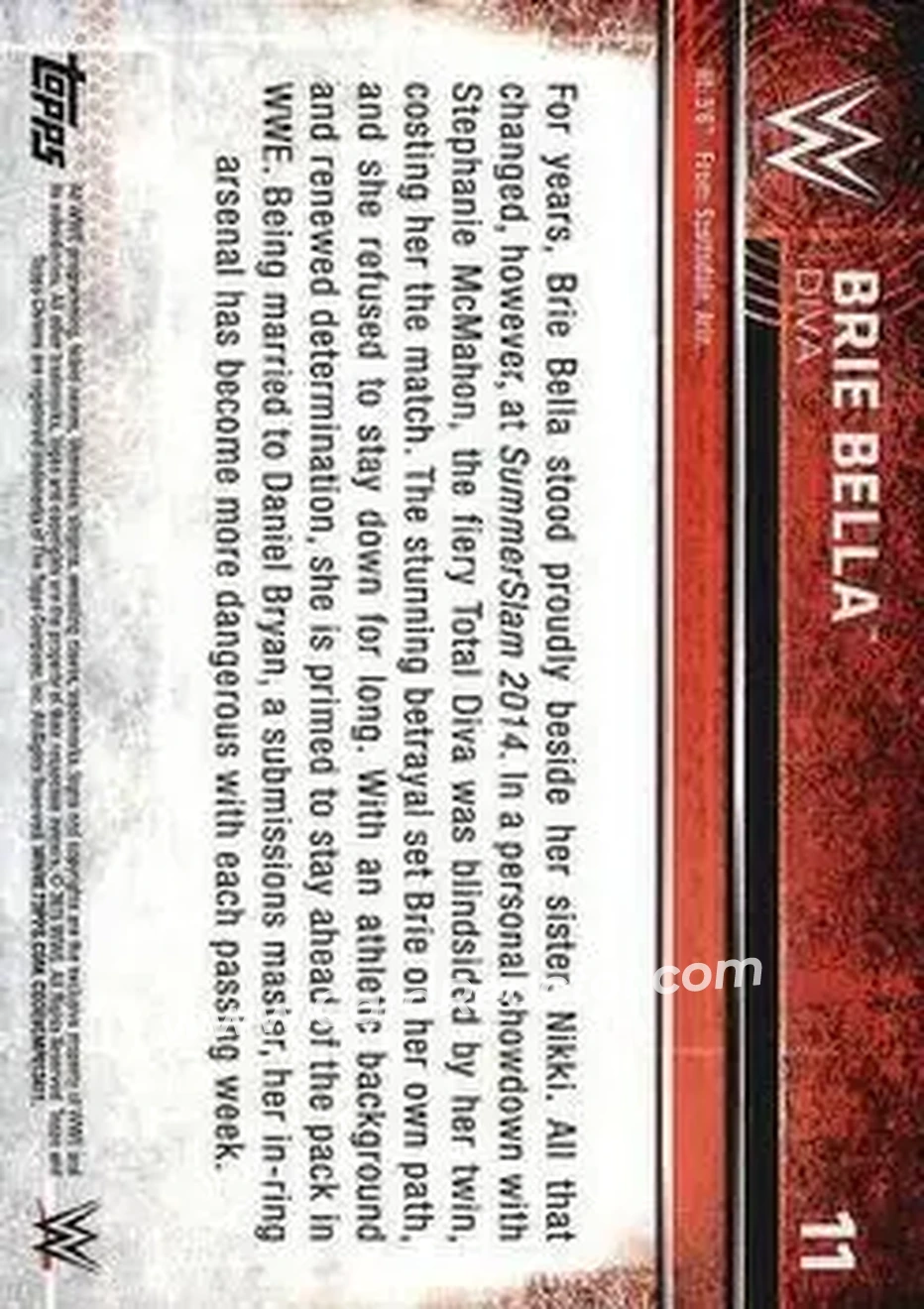 2015 Topps Chrome WWE #11 - Brie Bella - Back