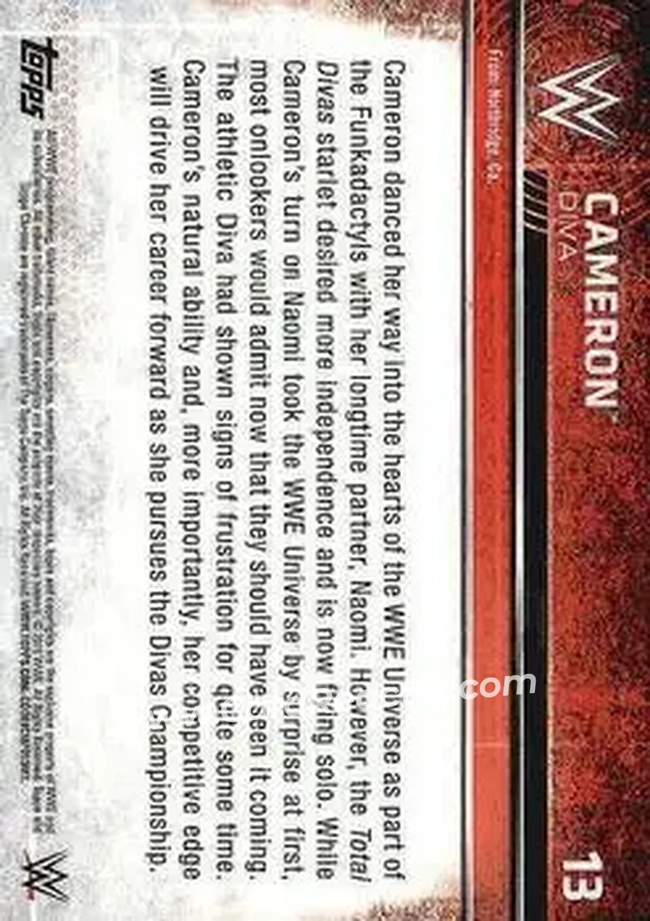2015 Topps Chrome WWE #13 - Cameron - Back