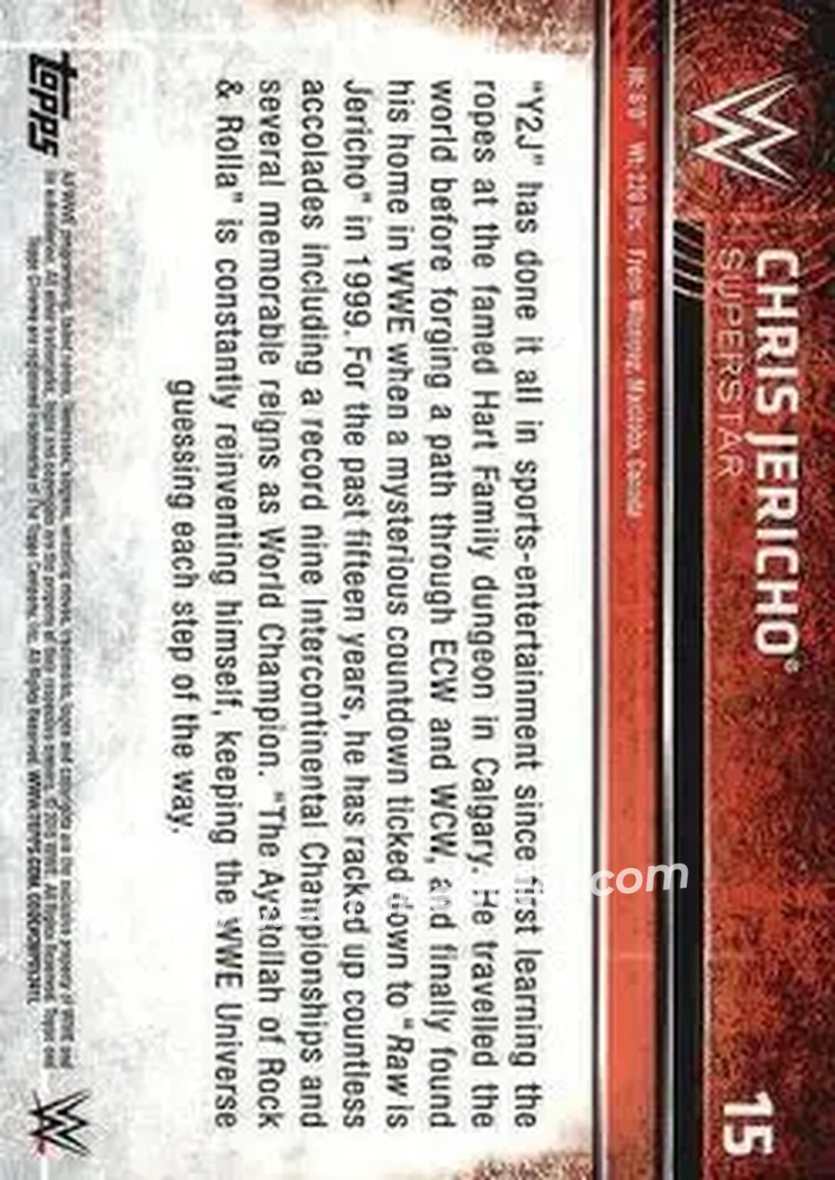 2015 Topps Chrome WWE #15 - Chris Jericho - Back