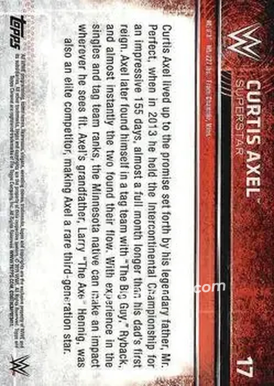 2015 Topps Chrome WWE #17 - Curtis Axel - Back