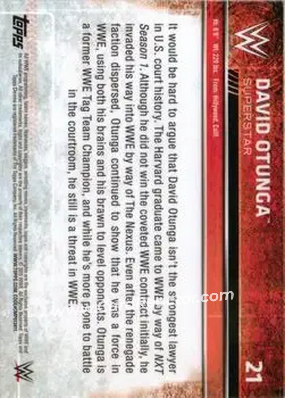 2015 Topps Chrome WWE #21 - David Otunga - Back