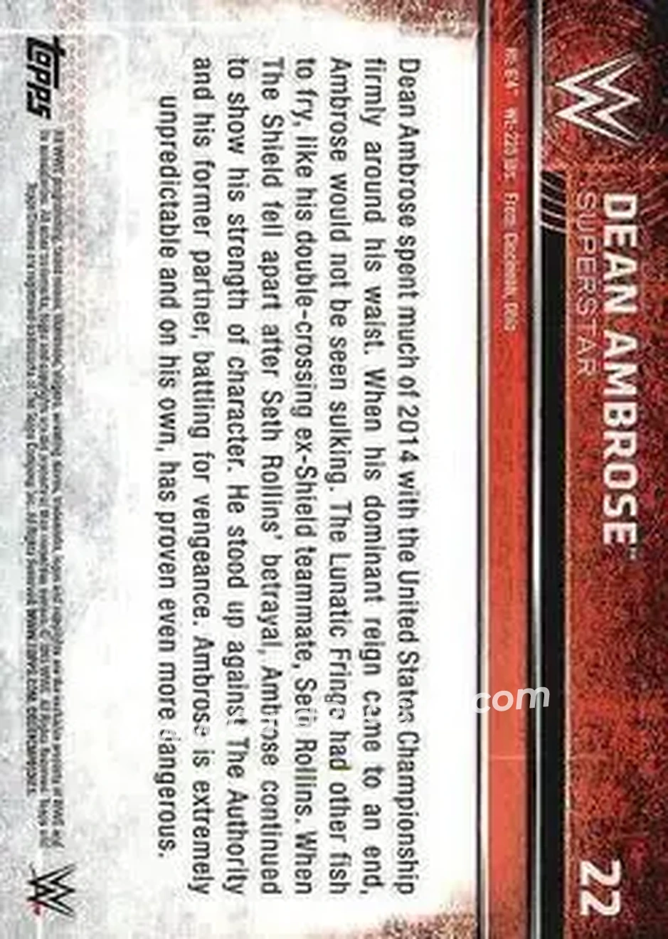 2015 Topps Chrome WWE #22 - Jon Moxley - Back