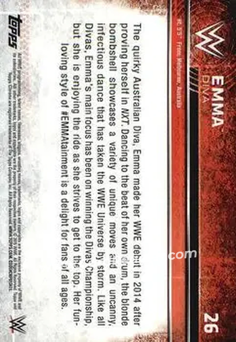 2015 Topps Chrome WWE #26 - Tenille Dashwood - Back