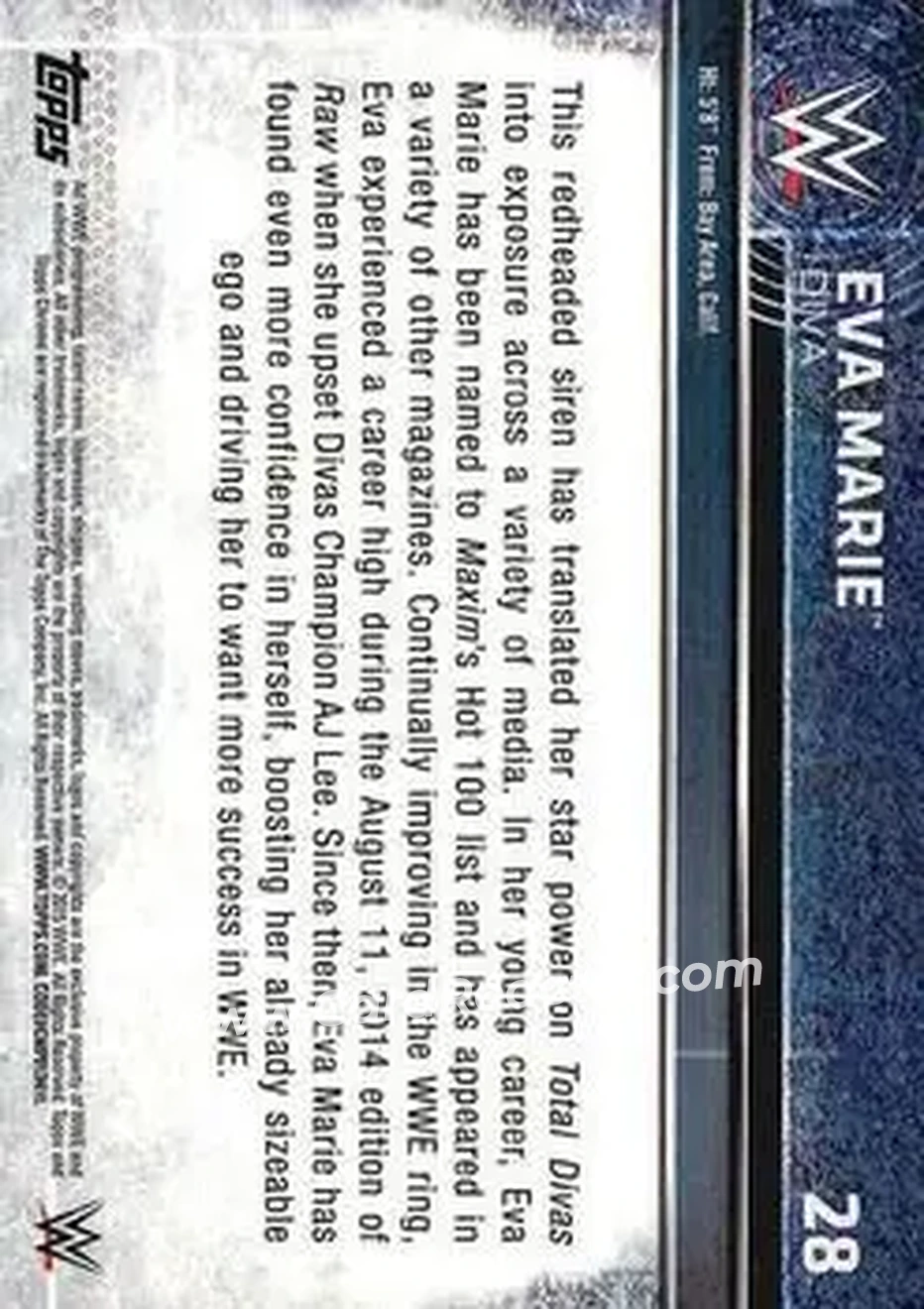 2015 Topps Chrome WWE #28 - Eva Marie - Back