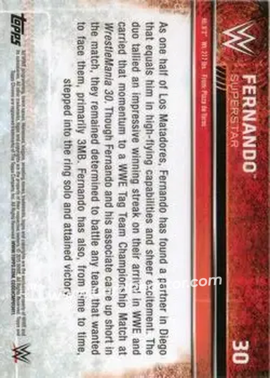 2015 Topps Chrome WWE #30 - Epico - Back