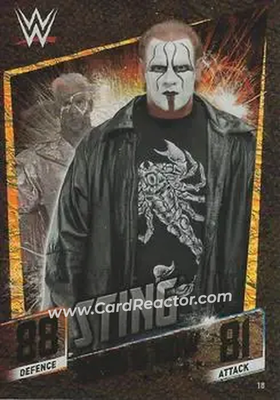 2015 Topps Slam Attax WWE: Then Now & Forever #18 - Sting - Front 2015 Topps Slam Attax WWE: Then Now & Forever #18 - Sting - Front