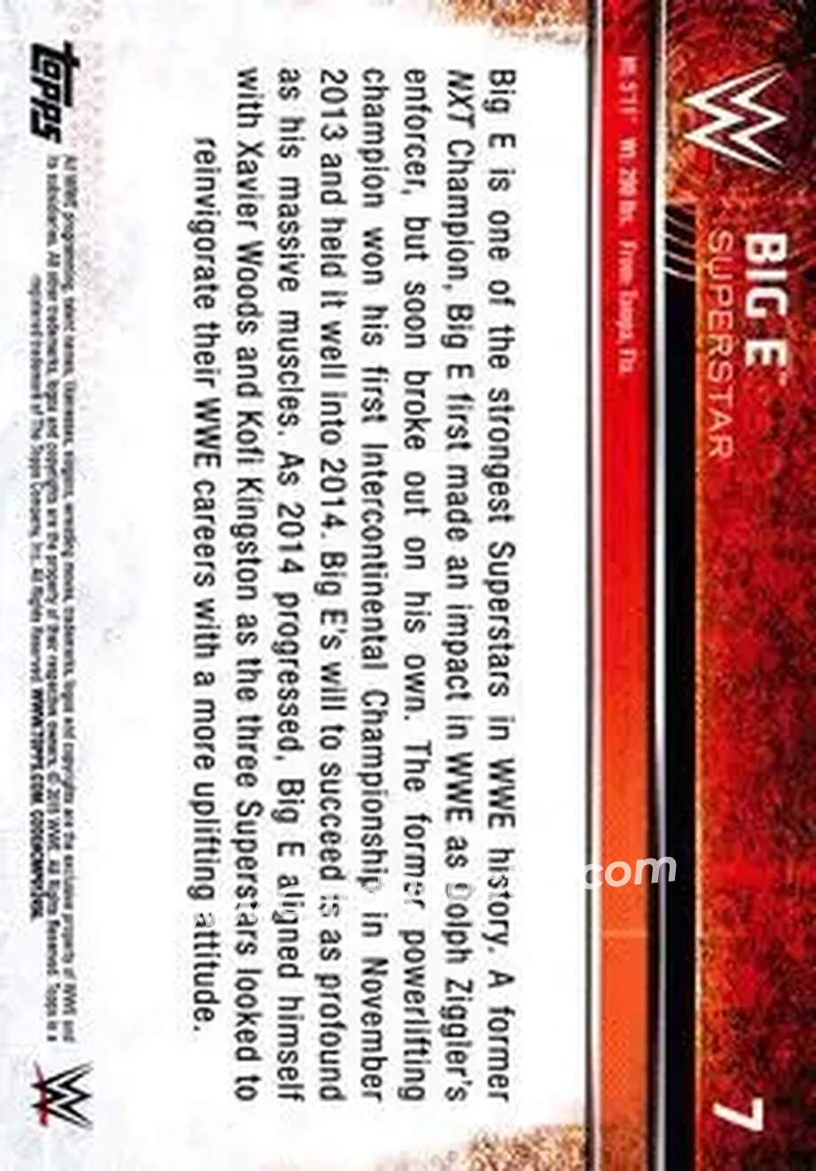 2015 Topps WWE #7 - Big E - Back