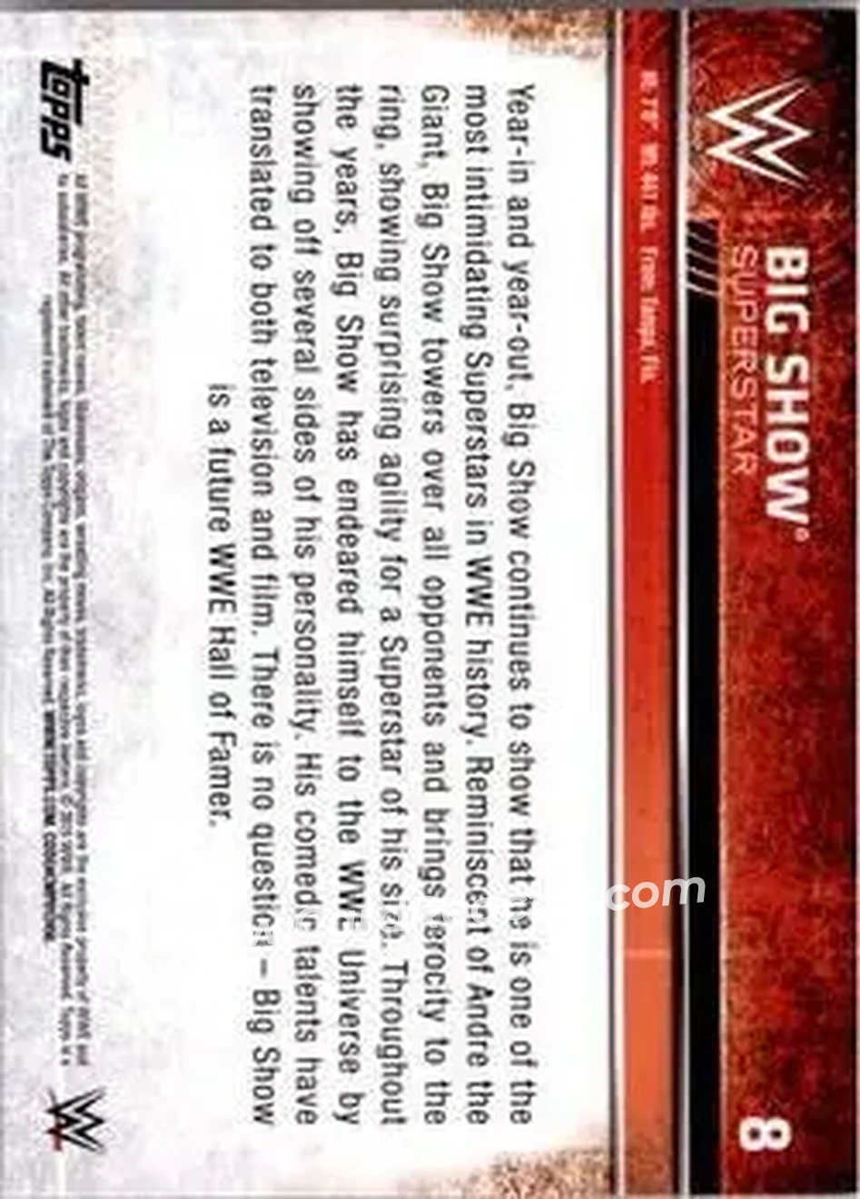 2015 Topps WWE #8 - Big Show - Back