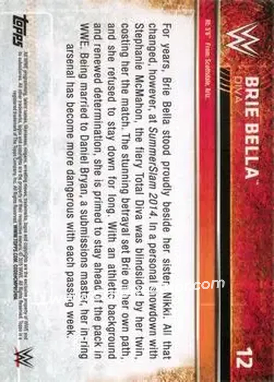 2015 Topps WWE #12 - Brie Bella - Back
