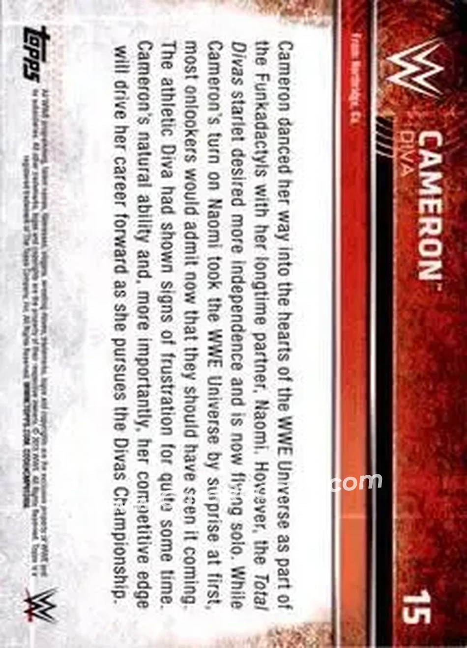 2015 Topps WWE #15 - Cameron - Back