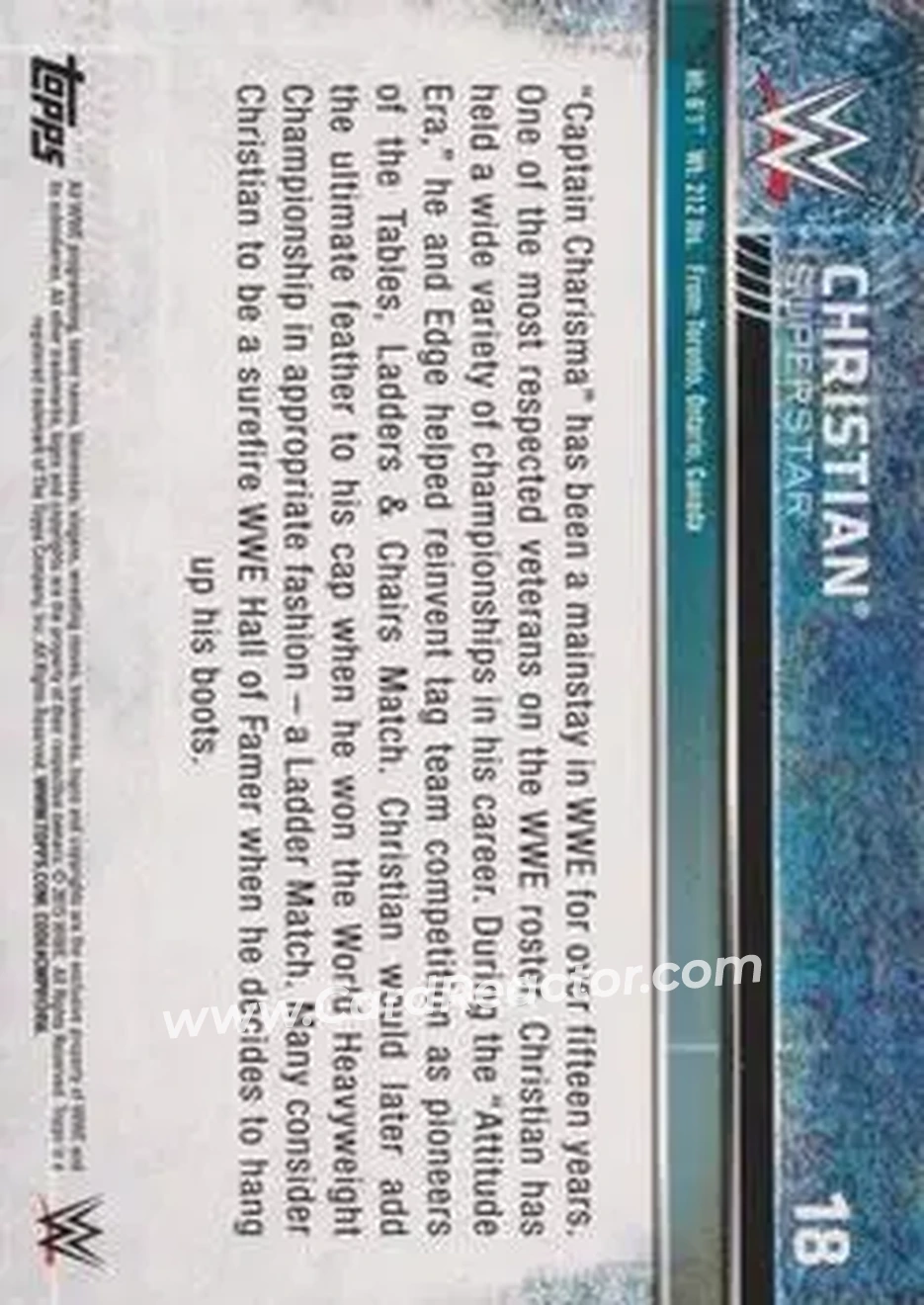 2015 Topps WWE #18 - Christian Cage - Back