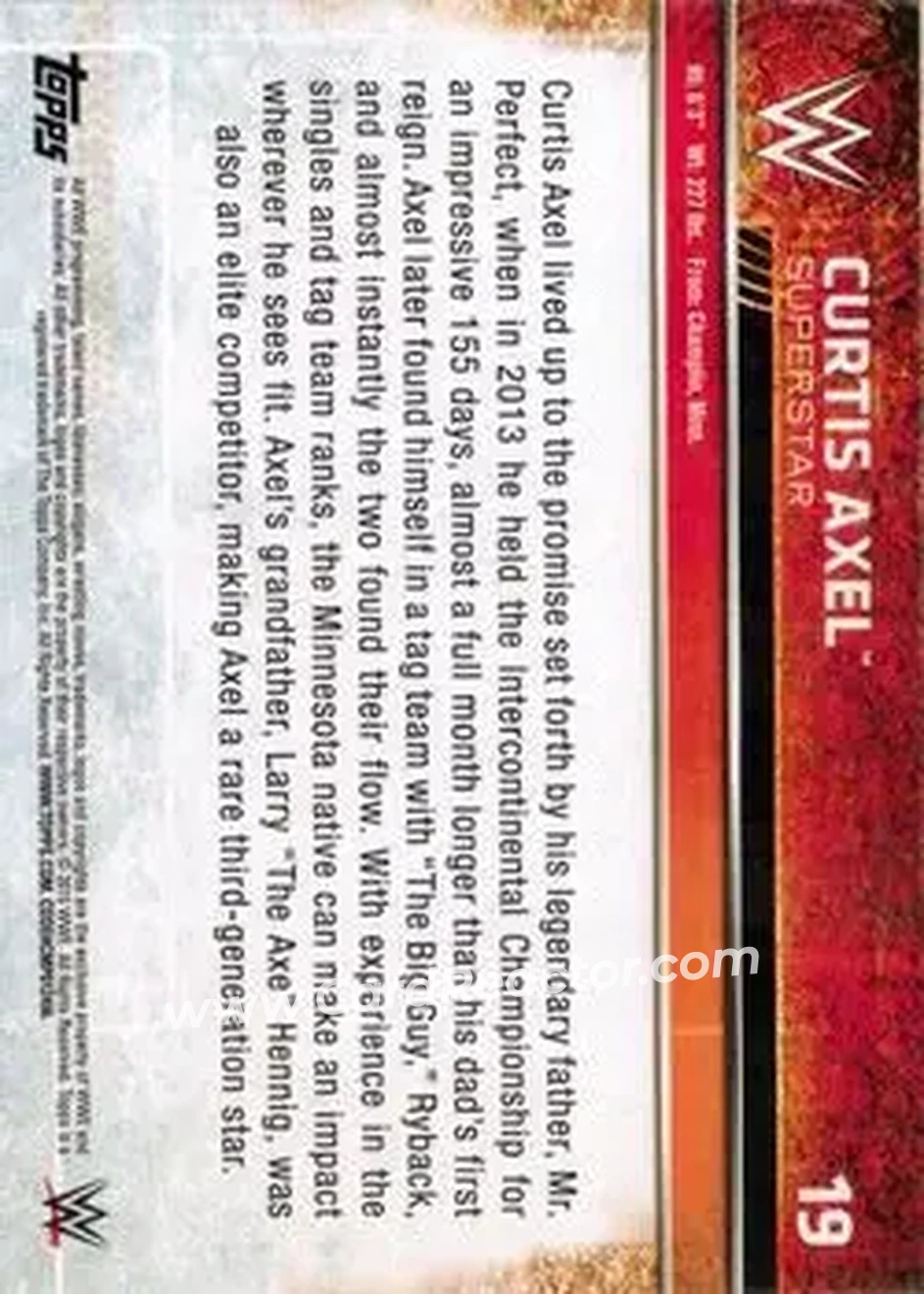 2015 Topps WWE #19 - Curtis Axel - Back