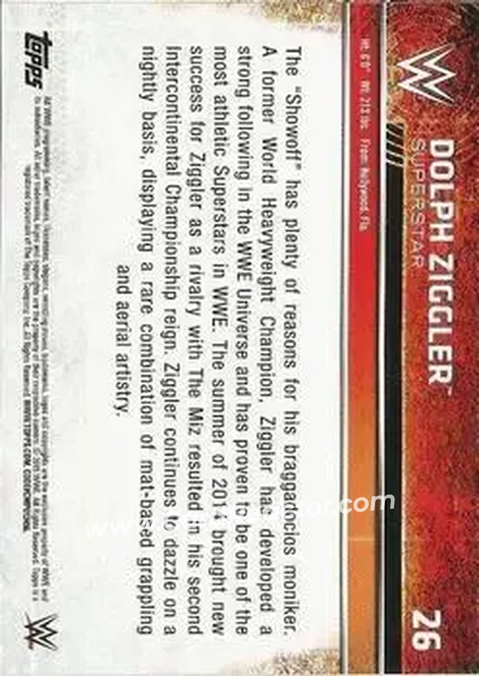 2015 Topps WWE #26 - Dolph Ziggler - Back