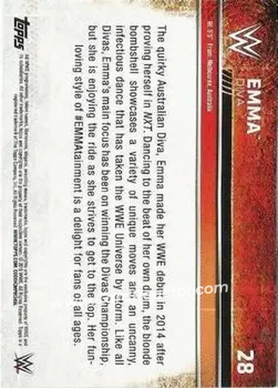 2015 Topps WWE #28 - Tenille Dashwood - Back