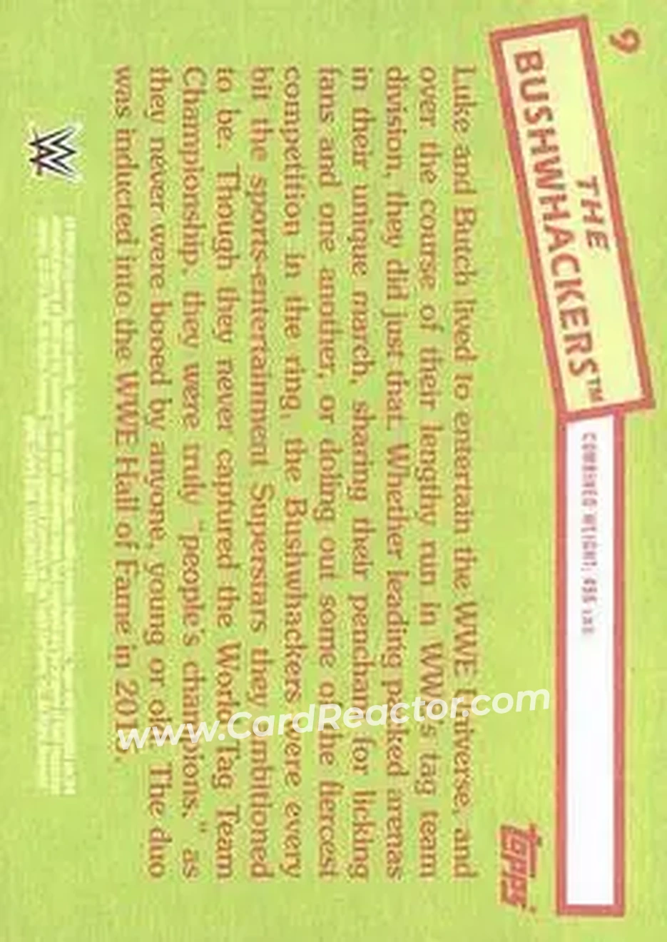 2015 Topps WWE Heritage #9 - The Bushwhackers (Butch & Luke) - Back