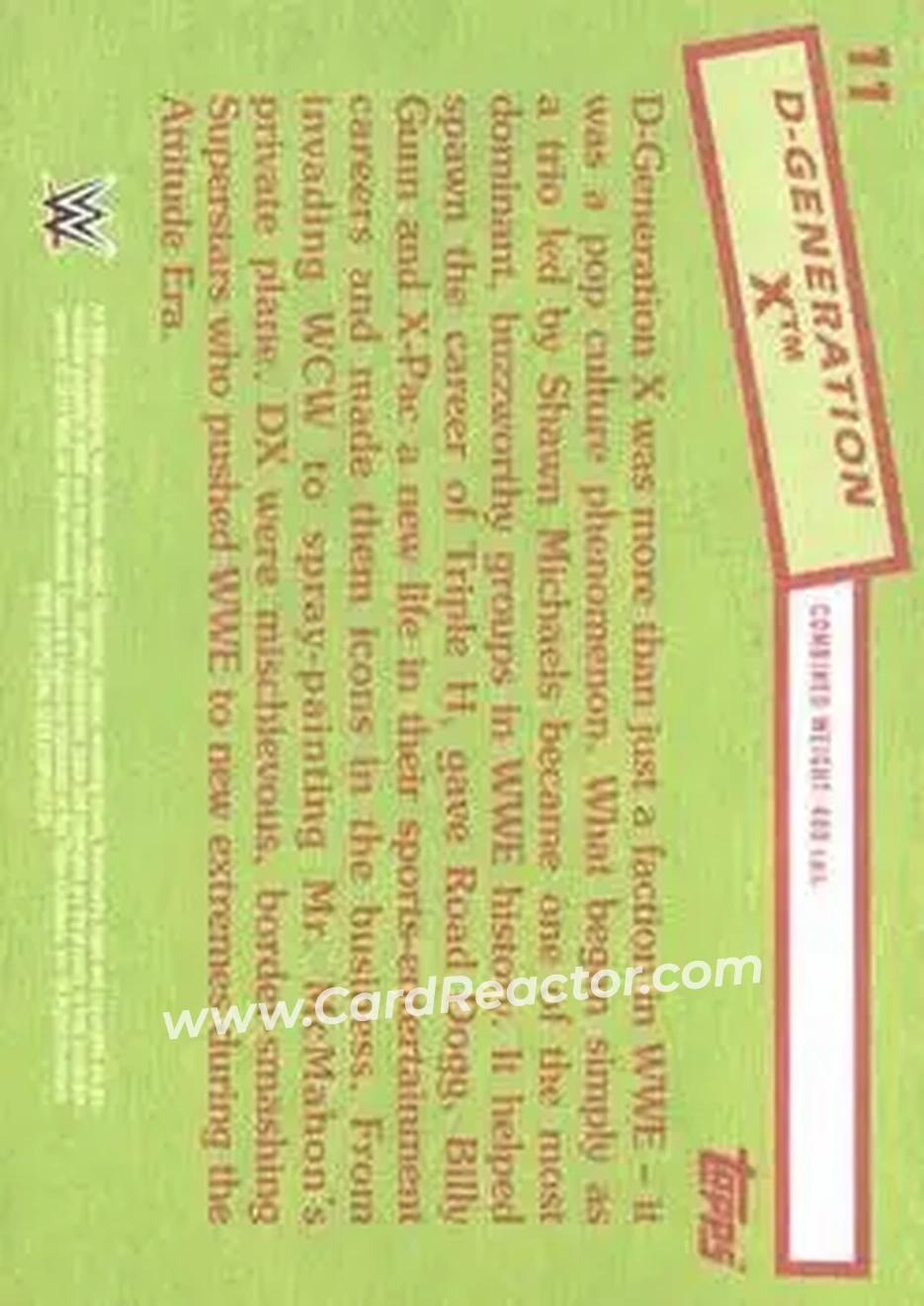2015 Topps WWE Heritage #11 - D-Generation X - Back
