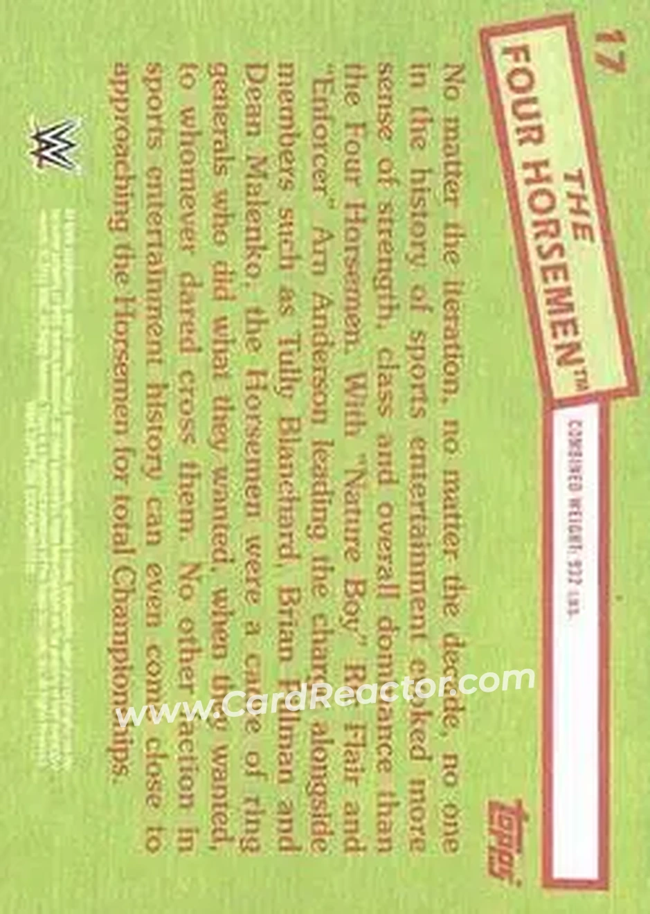 2015 Topps WWE Heritage #17 - The Four Horsemen - Back