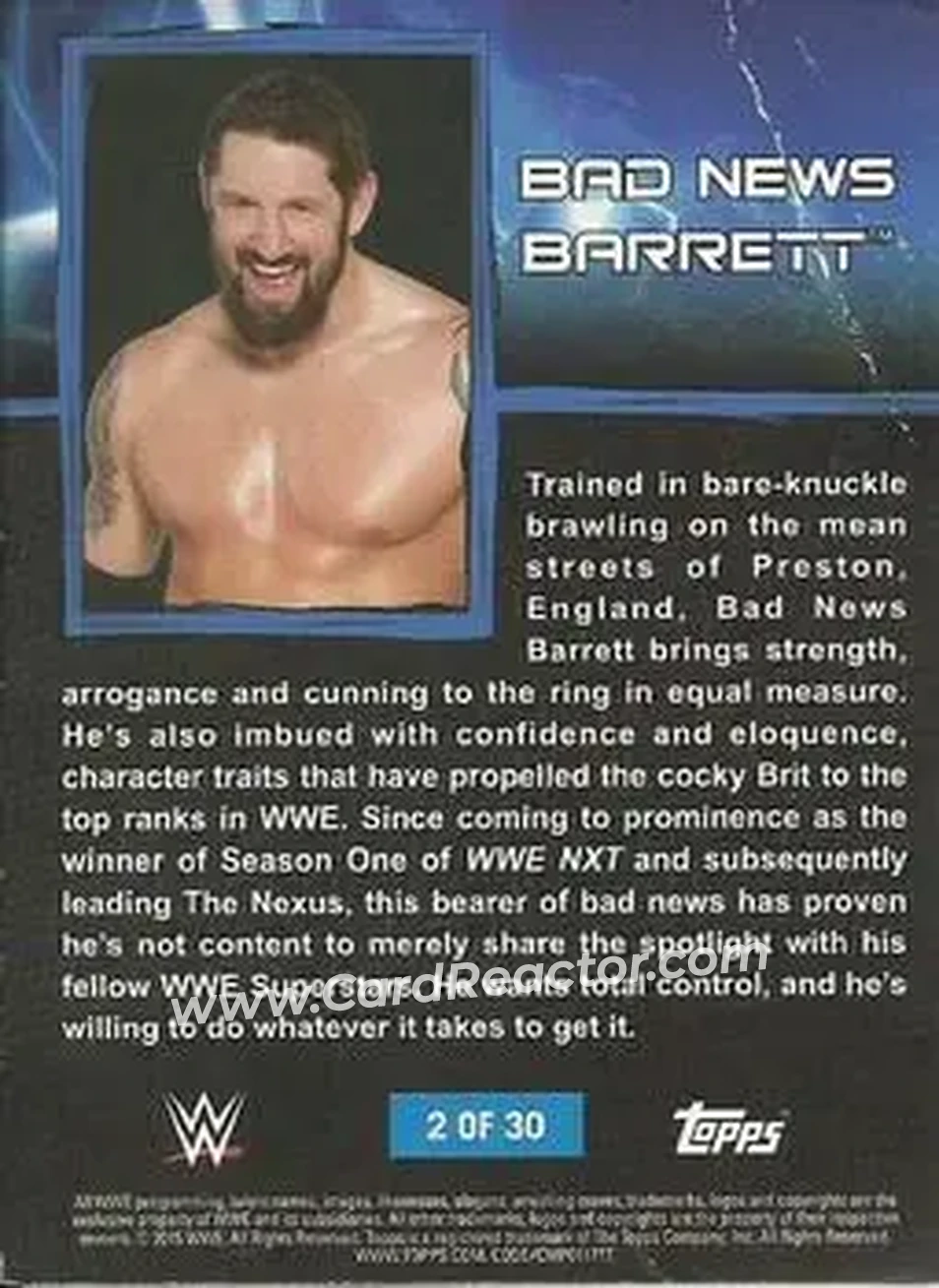 2015 Topps WWE Ringside Relic Dog Tags Inserts #2 - Bad News Barrett - Back 2015 Topps WWE Ringside Relic Dog Tags Inserts #2 - Bad News Barrett - Back