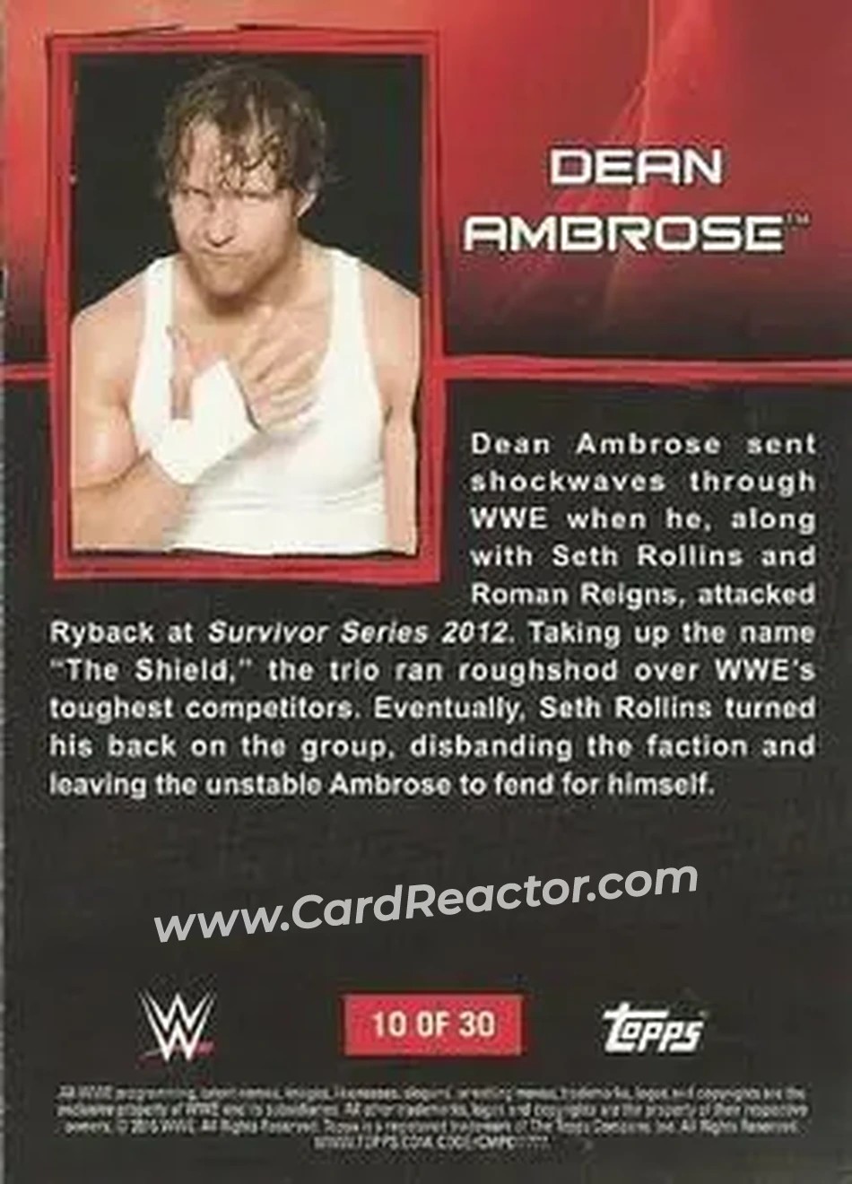 2015 Topps WWE Ringside Relic Dog Tags Inserts #10 - Jon Moxley - Back