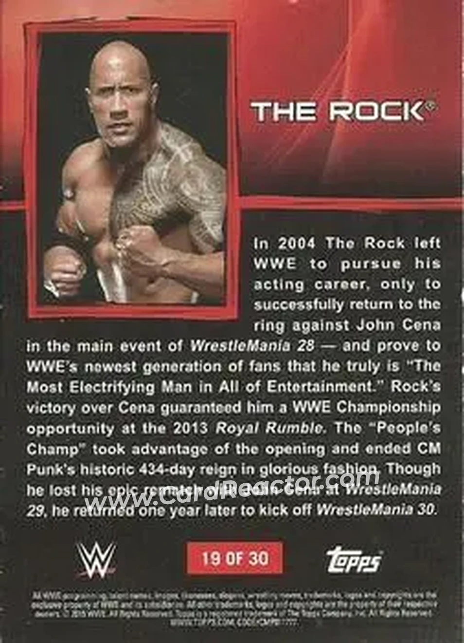 2015 Topps WWE Ringside Relic Dog Tags Inserts #19 - The Rock - Back