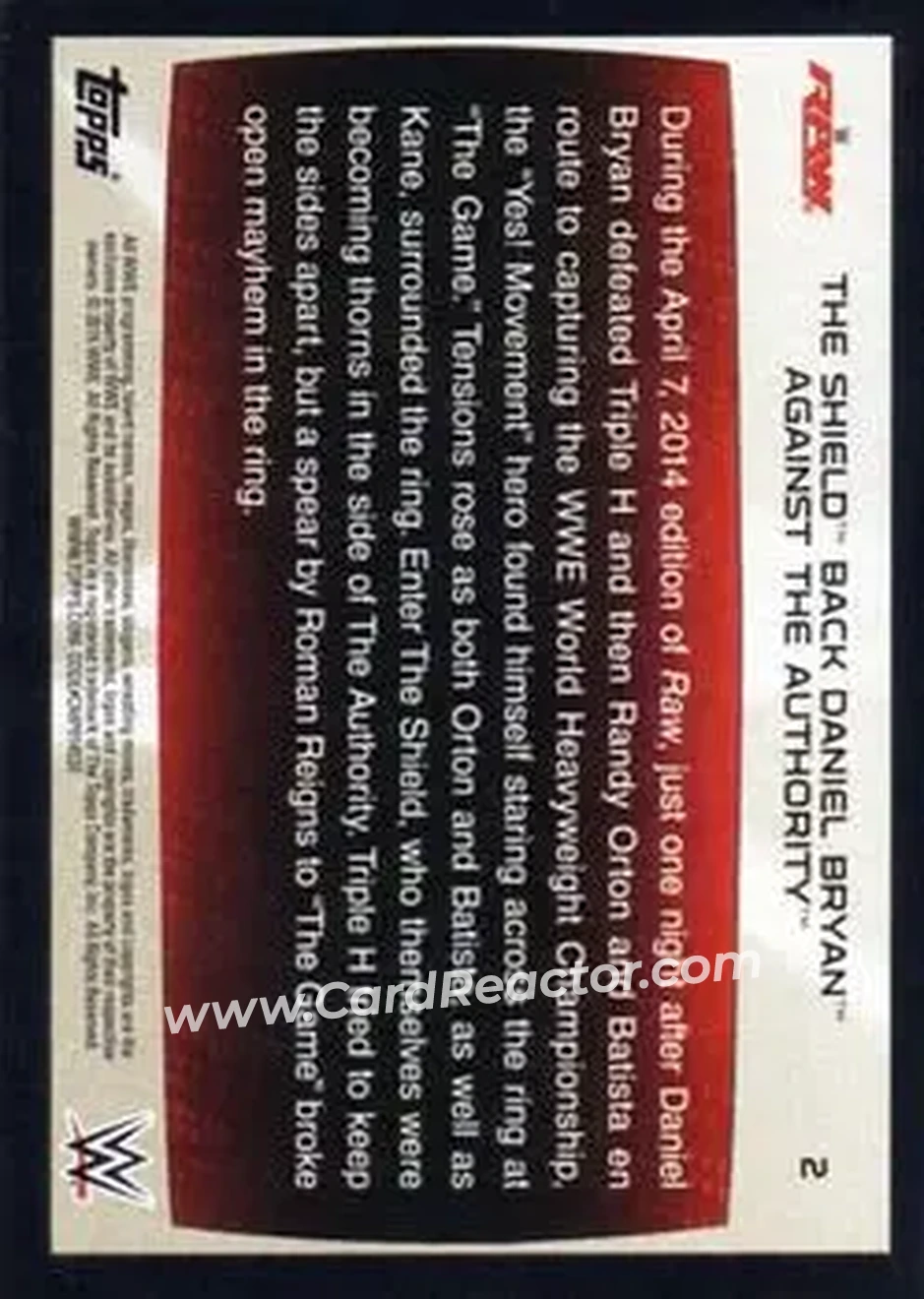 2015 Topps WWE Road to Wrestlemania #2 - The Shield - Back