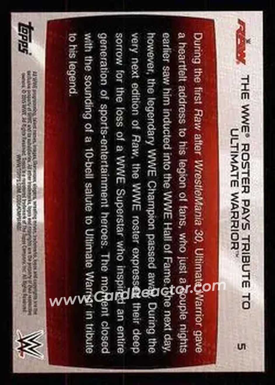 2015 Topps WWE Road to Wrestlemania #5 - The WWE Roster - Back