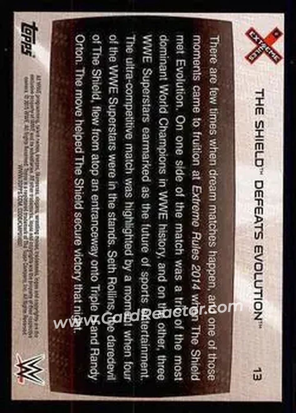 2015 Topps WWE Road to Wrestlemania #13 - The Shield - Back