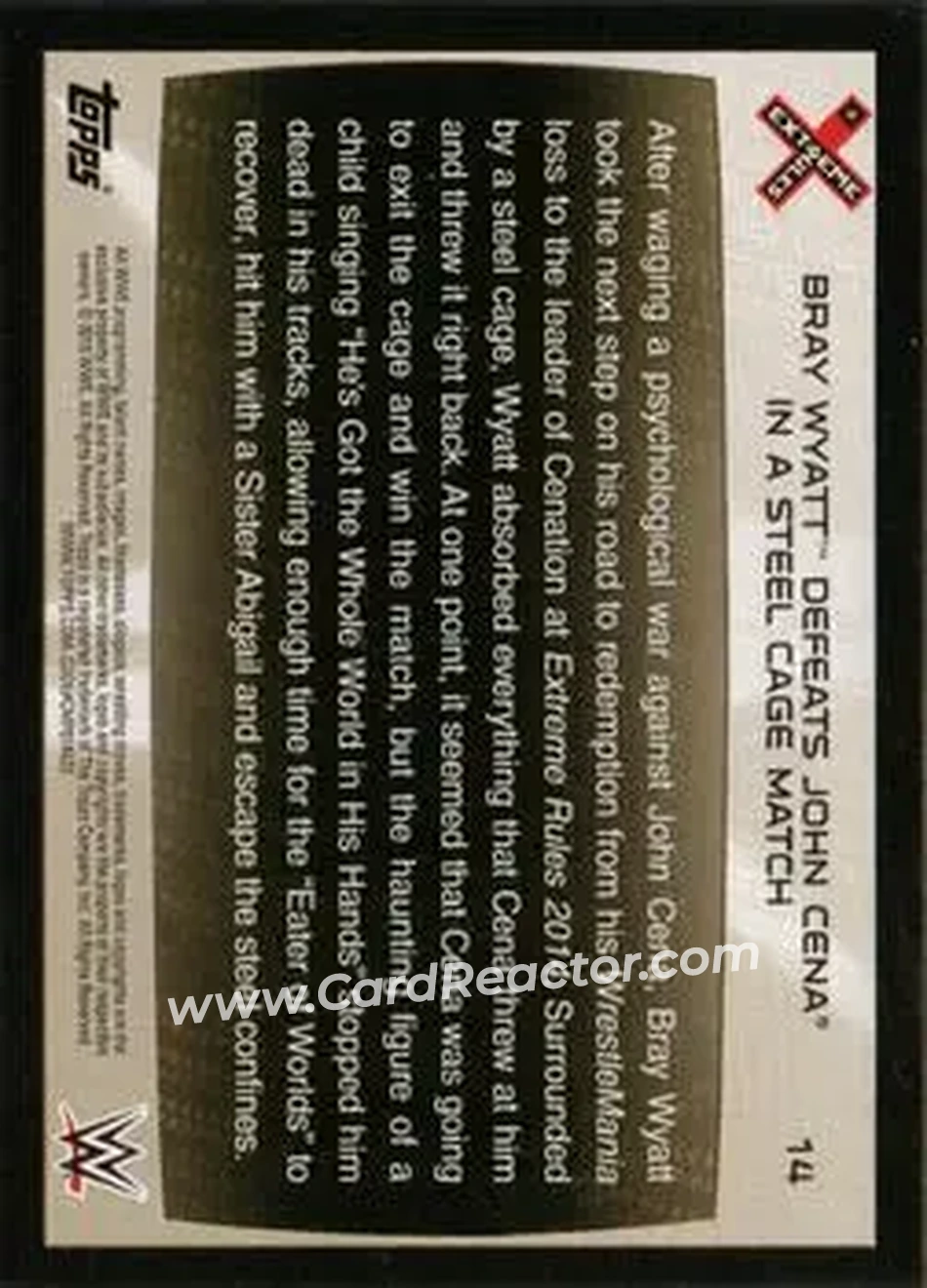 2015 Topps WWE Road to Wrestlemania #14 - "The Fiend" Bray Wyatt - Back