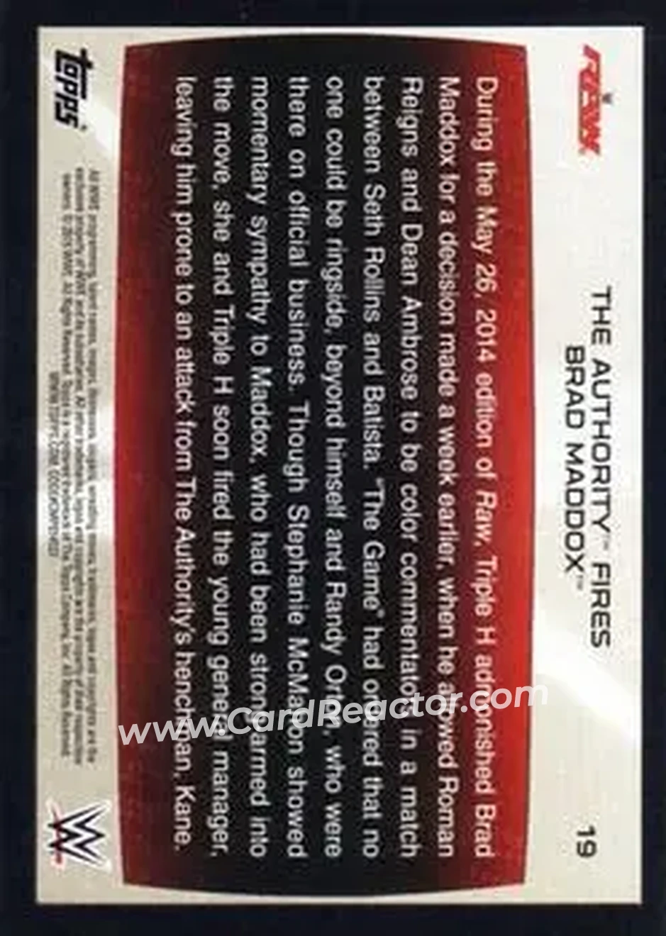 2015 Topps WWE Road to Wrestlemania #19 - The Authority - Back