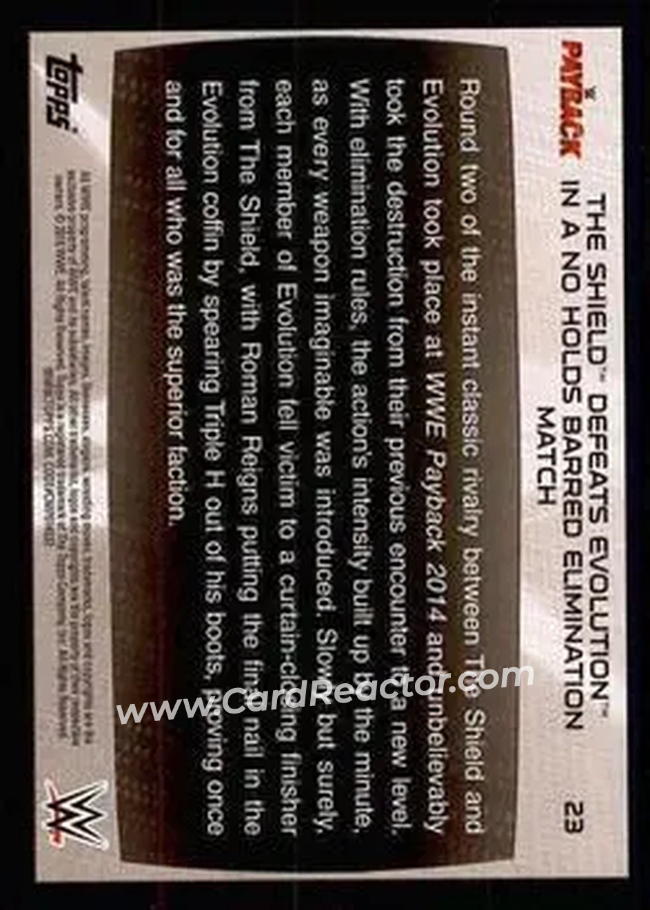 2015 Topps WWE Road to Wrestlemania #23 - The Shield - Back